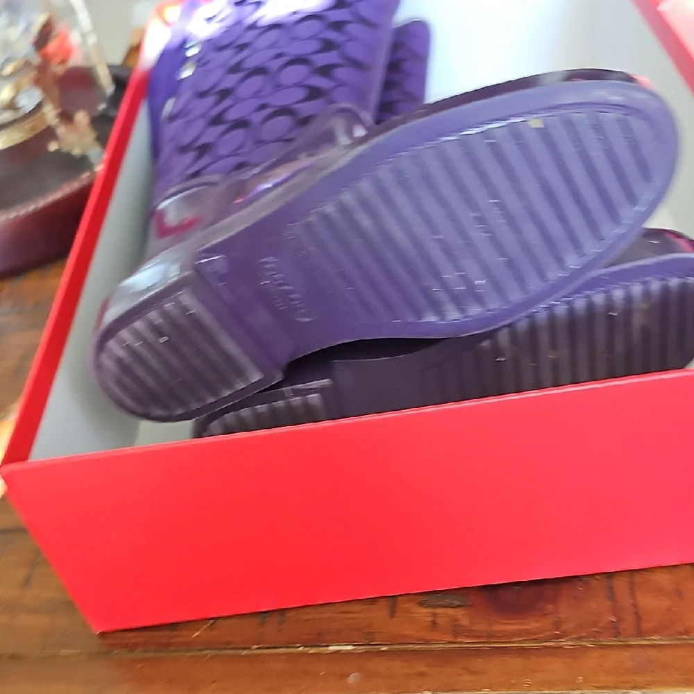 Coach Purple Winter Rain Boots with Glossy Finish - Picture 6 of 8